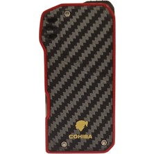 Cohiba Soft Flame Karbon Desenli-Kırmızı Metal Pipo Çakmağı - TR7877