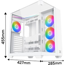 Xigmatek EN45813 Aqua V Arctıc Beyaz Type-C+3 Yön Temperli Cam 7*12CM Argb Fan Oyuncu Kasası