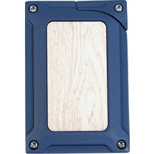 Caseti Tek Torch Pürmüz Lacivert Ahşap Desenli Metal Puro Çakmağı