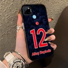 HONTINGA Realme C25Y ile Uyumlu Kılıfı Silikon Kenar Sert Arka Düşüme Önleyici Basitlik Anti Düşme Kamera Korumali Dünya Kupası 12 Numara Altay Bayındır Desen Telefon Kılıfı K1-1215
