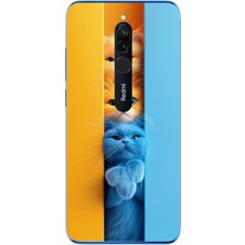 Le Balvo Redmi 8 Uyumlu Mavi Sarı Kediler Baskılı Silikon Kılıf