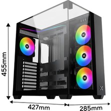 Xigmatek EN45806 Aqua V Siyah Type-C+3 Yön Temperli Cam 7*12CM Argb Fan Oyuncu Kasası