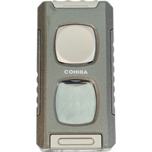 Cohiba Çift Torch Pürmüz Kesici & Delici & Iğneli Füme Metal Puro Çakmağı - TR9554