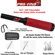 Minelab Pro-Fınd 40 Pointer Izmit Dedektör  Ayrımlı Su Geçirmez El Dedektörü