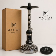 Matiat Tobacco Özel Seri Nargile Takımı Siyah grey Tasarım Çelik Gövde Premium Cam Şişe