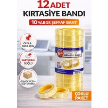 Renas Store 12 Adet Kırtasiye Bandı 10 Yards Şeffaf Bant Güçlü Yapışkan Ofis Okul Ev Kullanımı Küçük Bant Seti