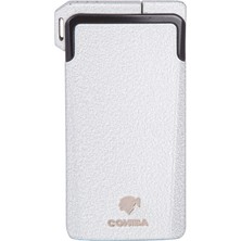 Cohiba Tek Torch Pürmüz & Soft Flame Fırçalı Gümüş Metal Puro & Pipo Çakmağı - TR7941