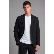 Sabri Özel Siyah Regular Fit 6 Drop Mono Yaka Pamuklu Astarsız Takım Elbise