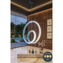 Lzy Avize Store Orjin Mavi Modern Çember LED Sarkıt Avize 3 Renkli Şık Antre & Hol Aydınlatma