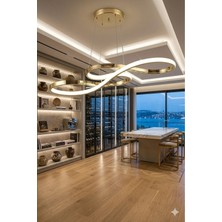 Lzy Avize Store Sonsuzluk Serisi Sanatsal Kıvrımlı Eskitme LED Sarkıt Avize - 3 Renk Işıklı Modern Salon Aydınlatma