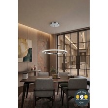 Lzy Avize Store Tekli Halka Krom LED Sarkıt Avize 3 Renkli Modern Salon & Antre Aydınlatma