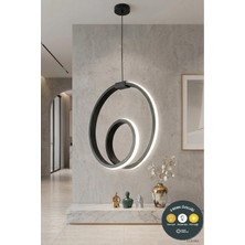 Lzy Avize Store Orjin Siyah Modern Çember LED Sarkıt Avize 3 Renkli Şık Antre & Hol Aydınlatma