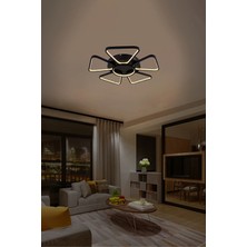 Lzy Avize Store 3 Renkli Modern 6 Kollu Plafonyer LED Tavan Avizesi – Yıldız Formlu Siyah Geometrik Salon Aydınlatma