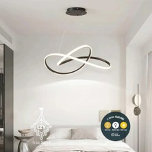 Lzy Avize Store Modern Siyah Kıvrımlı (Twisted) Sarkıt LED Avize - Kumandalı & 3 Renk Işık (46CM)