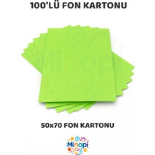 Minopi Açık Yeşil Fon Kartonu 50X70 cm 100'LÜ Paket Renkli Fon Kartonu Kalın Büyük Boy