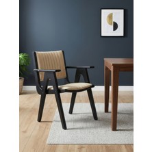 Gazzini Furniture Hugo Kapitone Döşemeli Kolçaklı Ahşap Sandalye