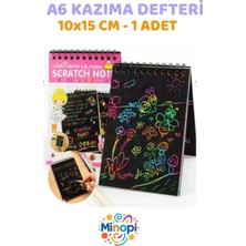 Minopi ( 1 Adet ) A6 Sihirli Gökkuşağı Defter 10X15 cm Siyah Kazıma Defteri Sprialli
