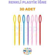 Minopi ( 30 Adet ) Renkli Plastik Yün Iğnesi 9 cm Örgü Dikme Iplik Iğnesi