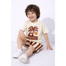 Miniko Kids Erkek Çocuk Palmiye Desenli Pamuk Şortlu Takım