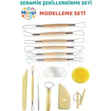 Minopi Seramik Başlangıç Seti Oyma Şekillendirici Set 14 Parça Set Kil Çömlek Şekillendirici