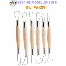 Minopi Seramik Kil Çömlek Çift Yönlü Dip Alma Seti 6 Parça 1 Paket Polimer Kil Oyma Seti Ebeşuar Yuvarlak