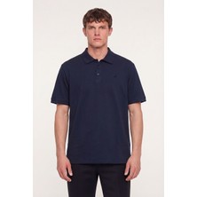 Sabri Özel Lacivert Pamuklu Pike Basic Regular Fit Polo Yaka T-Shirt
