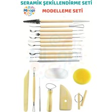 Minopi Seramik Başlangıç Seti Oyma Şekillendirici Set 19 Parça Set Kil Çömlek Şekillendirici