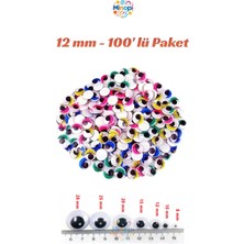 Minopi Oynar Göz Renkli 12 mm 100'LÜ Paket Oynayan Göz Hobi Tasarım Anasınıfı Kreş Etkinlik Elişi