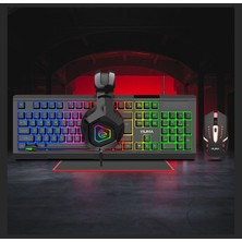 Yılıma QS-3005 4+1 Klavye Mouse Kulaklık Mousepad Full Oyuncu Ekipman Seti Lazer