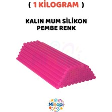 Minopi ( 1 Kilogram ) Sıcak Mum Silikon Kalın Pembe 11,3mm x 30 cm Pembe Silikon - 33 Adet
