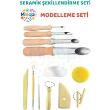 Minopi Seramik Başlangıç Seti Oyma Şekillendirici Set 12 Parça Set Kil Çömlek Şekillendirici