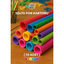 Minopi Renkli Fon Kartonu 50X70 cm 10 Renk Karışık Paket Rulo Fon Kartonu