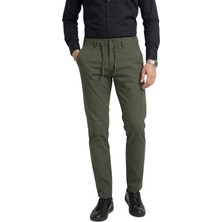 Rizzup Erkek Haki Esnek Kumaş Slim Fit Beli Lastikli Günlük Spor Pantolon 2601070