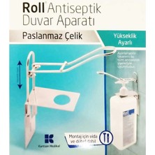 Roll Paslanmaz Çelik Dezenfektan ve Antiseptik Duvar Aparatı - Yükseklik Ayarlı Dirsek Basmalı Dispenser