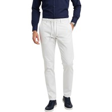 Rizzup Erkek Beyaz Esnek Kumaş Slim Fit Beli Lastikli Günlük Spor Pantolon 2601070