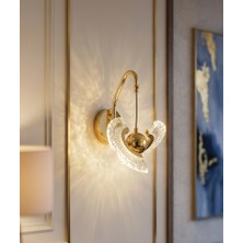 Tasarım Crystal Wing Luxury Sarkıt Aplik 3 Renk Ledli Gold Sarı Ithal Kaplama