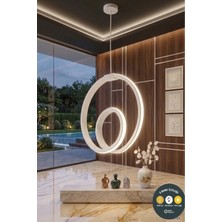 Lzy Avize Store Orjin Beyaz Modern Çember LED Sarkıt Avize 3 Renkli Şık Antre & Hol Aydınlatma