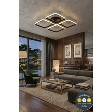 Lzy Avize Store March Dekoratif Siyah Plafonyer LED Avize-4'lü Geometrik Kare 3 Renk Yanma Özellikli