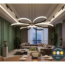 Lzy Avize Store Yonca 6’lı Siyah Sarkıt 3 Renkli Salon Mutfak Çocuk Odası Yemek Masası ve Antre Için Modern LED