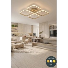 Lzy Avize Store March Dekoratif Eskitme Plafonyer LED Avize-4'lü Geometrik Kare 3 Renk Yanma Özellikli