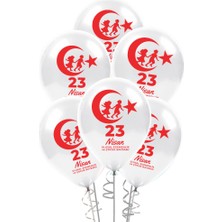 Minopi 23 Nisan Baskılı Şeffaf Balon 10 Adet Çocuk Bayramı Parti Balonu Süsleme Seti