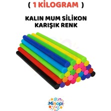 Minopi ( 1 Kilogram ) Sıcak Mum Silikon Kalın Karışık Renk 11,3mm x 30 cm Renkli Silikon Tabanca