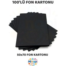 Minopi Siyah Fon Kartonu 50X70 cm 100'LÜ Paket Renkli Fon Kartonu Kalın Büyük Boy