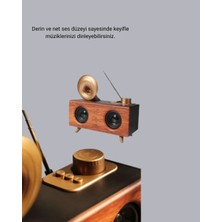Çift Hoparlörlü Retro Bluetooth Speaker 1800MAH Bataryalı Aux USB Sd Kartlı