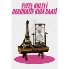 Eyfel Kulesi Tasarımlı Kum Saati Kristalleştirilmiş Kum Saati Dekoratif Ahşap Görünümlü
