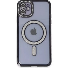 Newface Apple iPhone 11 Kılıf Joke Simli Magneticsafe Kılıf - Siyah