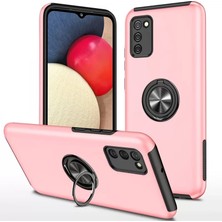 Newface Samsung Galaxy A02S Kılıf Elit Yüzüklü Kapak - Pembe