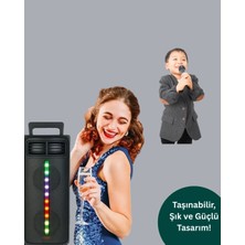 Şarjlı Işıklı Bluetooth Hoparlör | Usb, Aux, Tf Kart ve Radyo Destekli