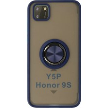 Newface Huawei Y5P Kılıf Montreal Yüzüklü Silikon Kapak - Lacivert