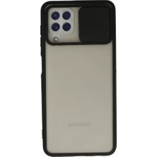 Newface Samsung Galaxy A22 Kılıf Palm Buzlu Kamera Sürgülü Silikon - Siyah